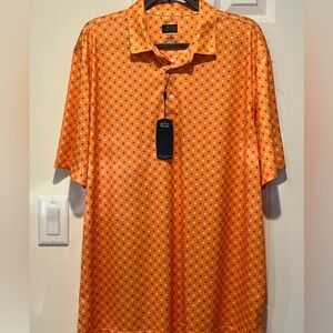 Greg Norman Collection Orange Geometric Polo Shirt